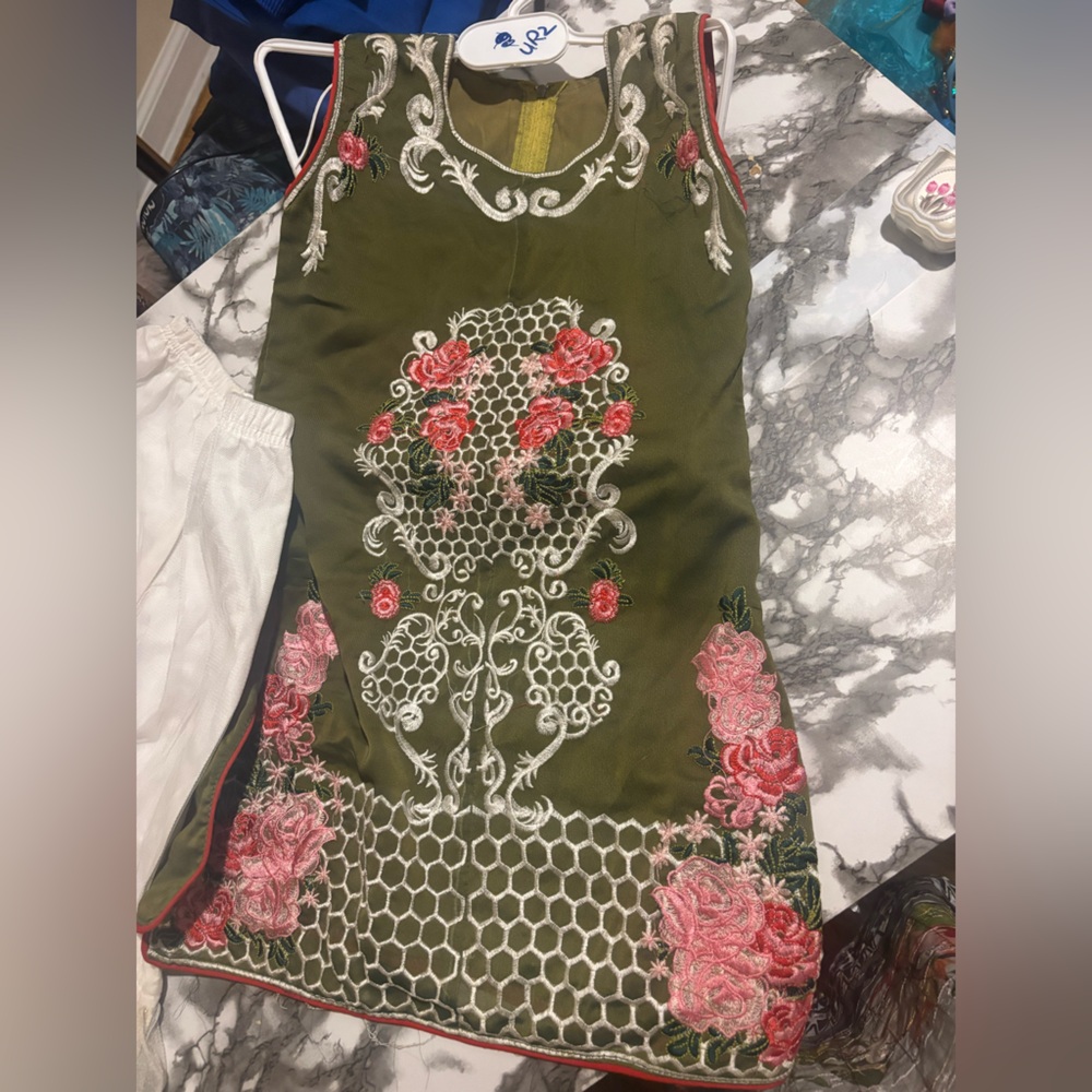 Olive green salwar kameez 5 year old